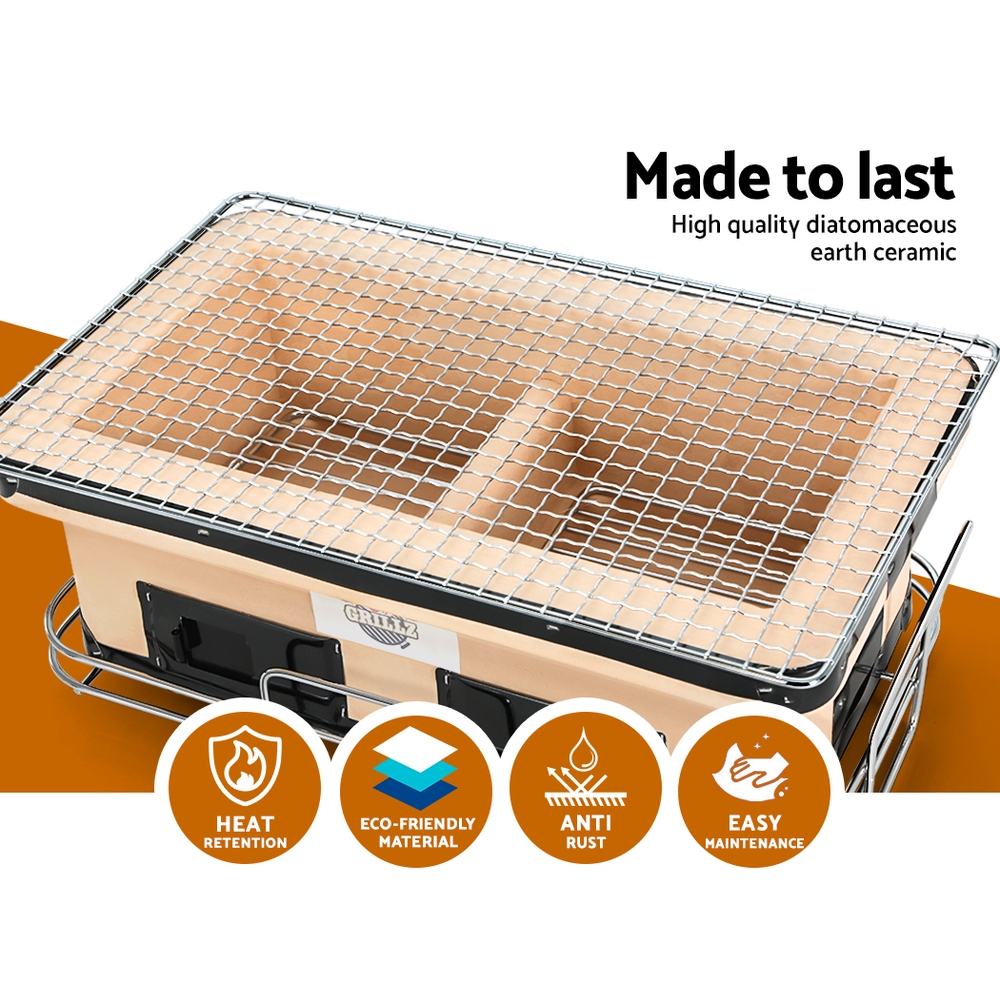 Ceramic BBQ Grill Smoker Hibachi Japanese Tabletop Charcoal Barbecue