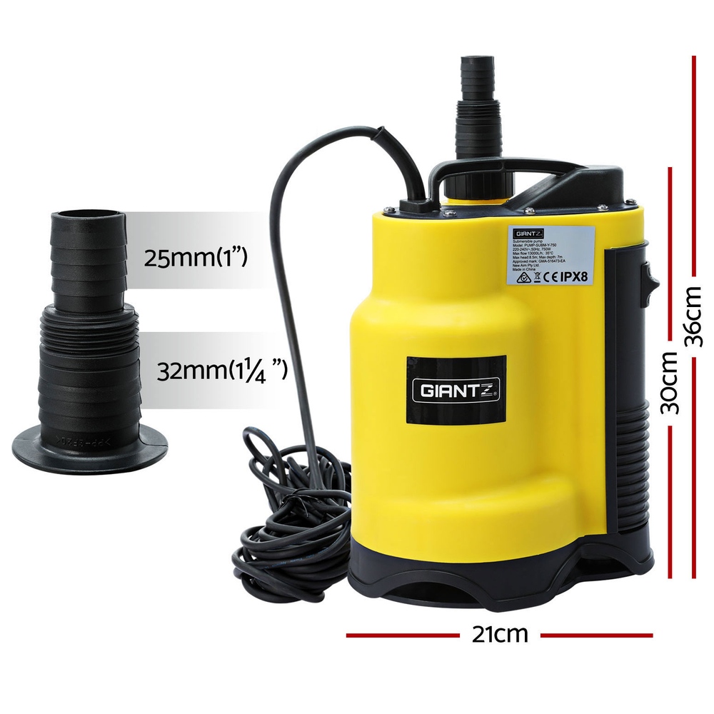 Giantz Garden Water Submersible Pump 750w Dirty Bore Sewerage Tank Well 