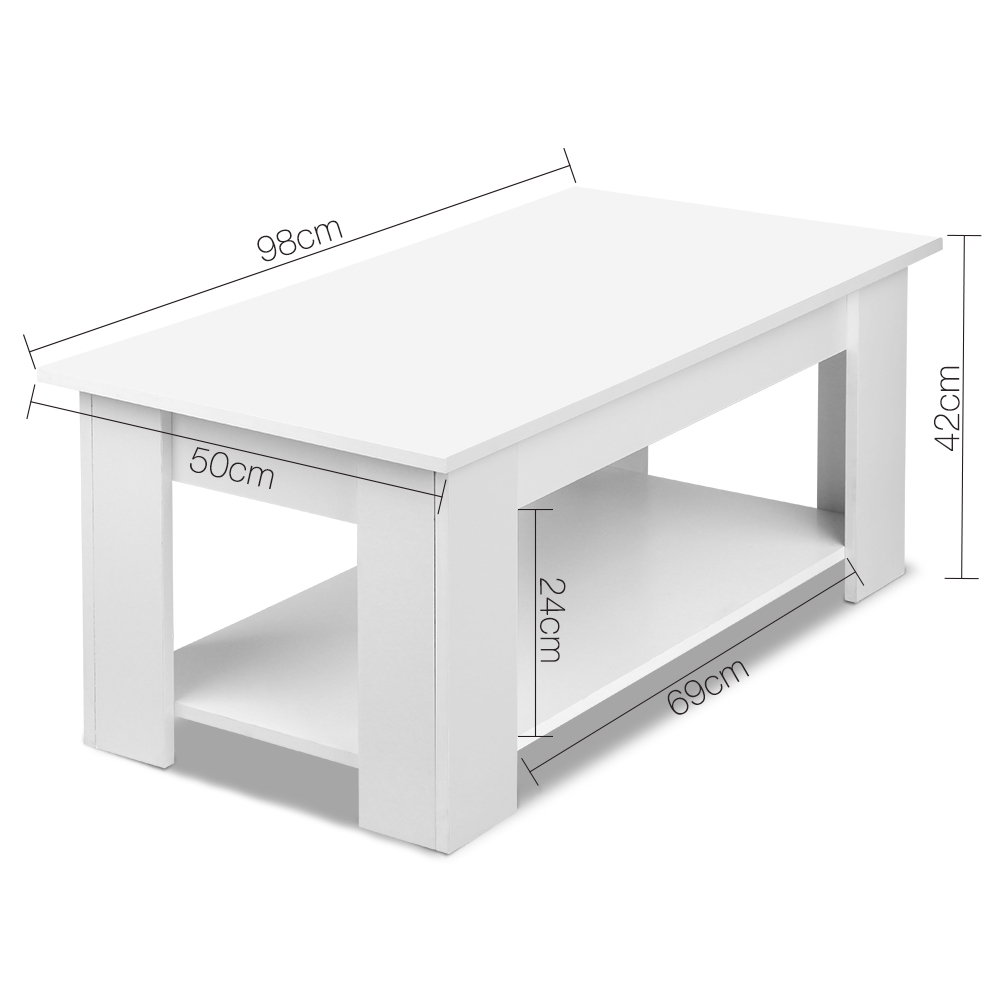 Lift Up Top Mechanical Coffee Table – White